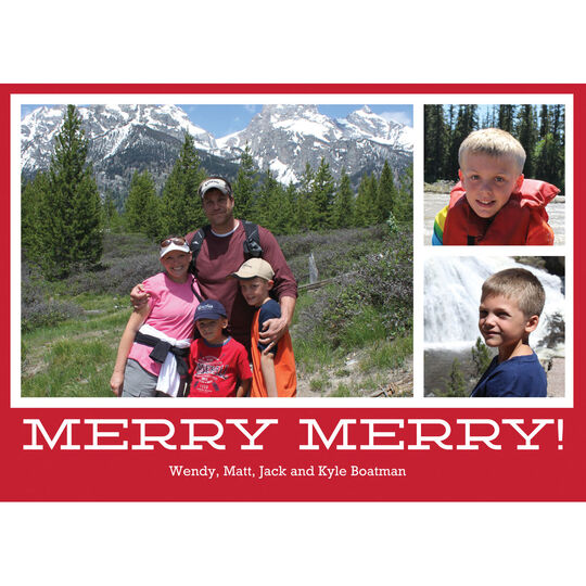 Red Merry Merry Flat Photo Cards